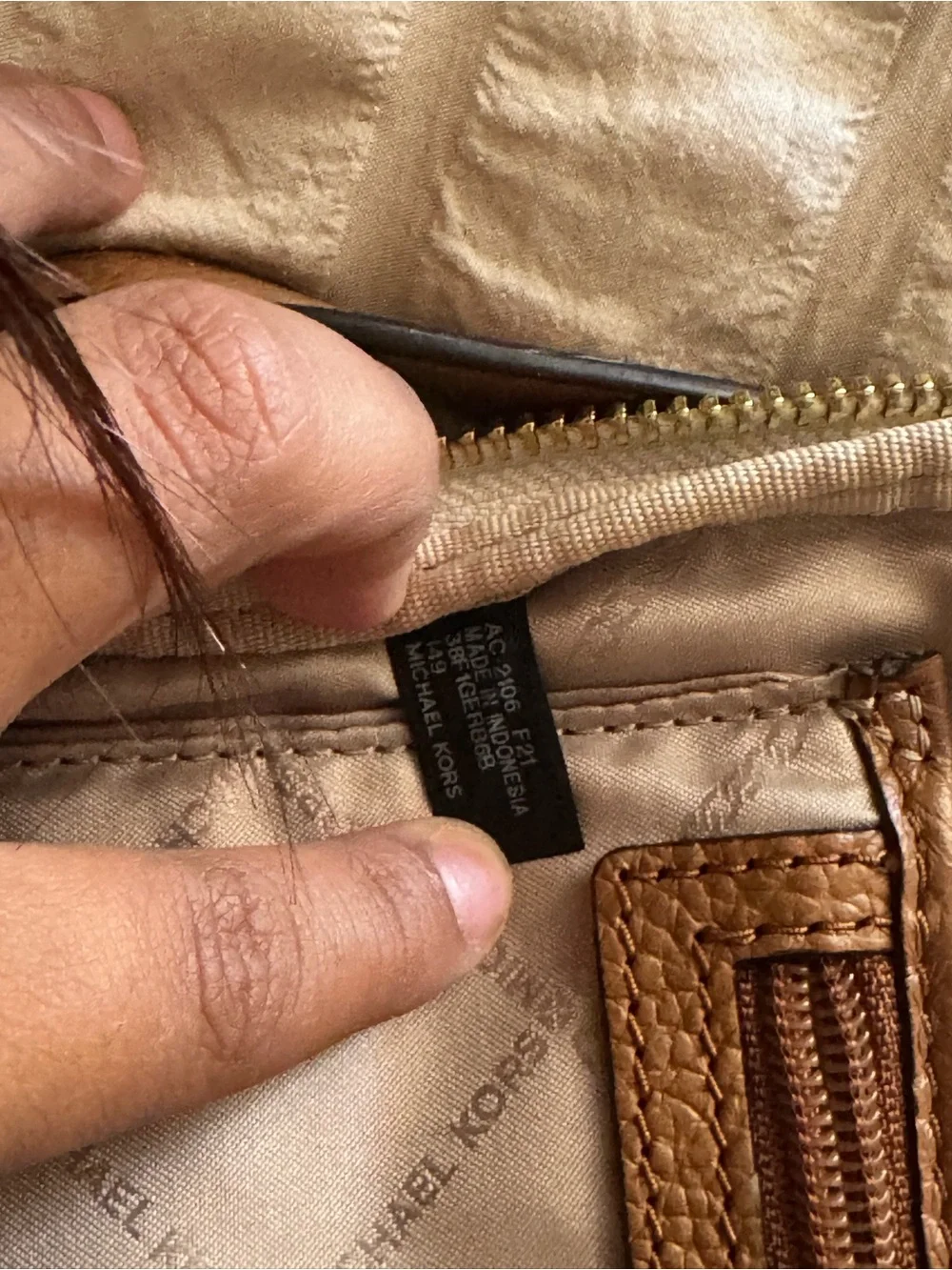 Michael Kors Cream and Brown Signature Logo Backpack
